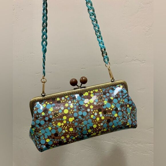 Handsewn Genuine Leather Wooden Ball Kisslock Clutch/Shoulder Bag/Crossbody - Picture 4 of 16